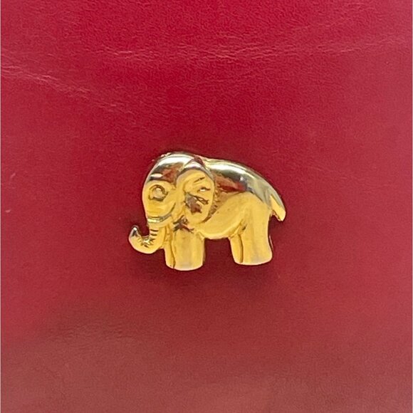 Gold Elephant Charm Red Faux Leather Crossbody Bag with Adjustable Strap Sz S - Picture 3 of 7